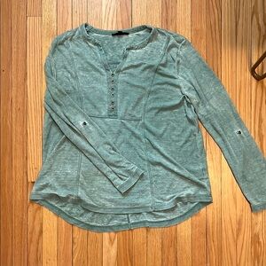 Jane and Delancey Green Long Sleeve Polo Blouse